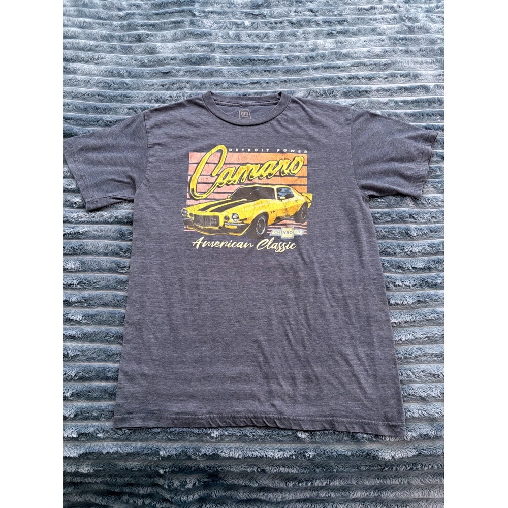GM Mens M Camaro American Classic Detroit Power Graphic Navy Blue T Shirt Tee